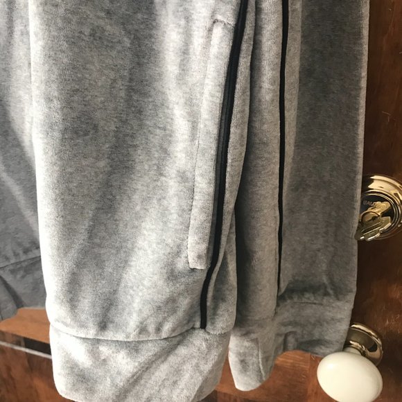 DKNY Active Gray with Black Trim Velour Zip-Up Jacket X-Large - Picture 6 of 9